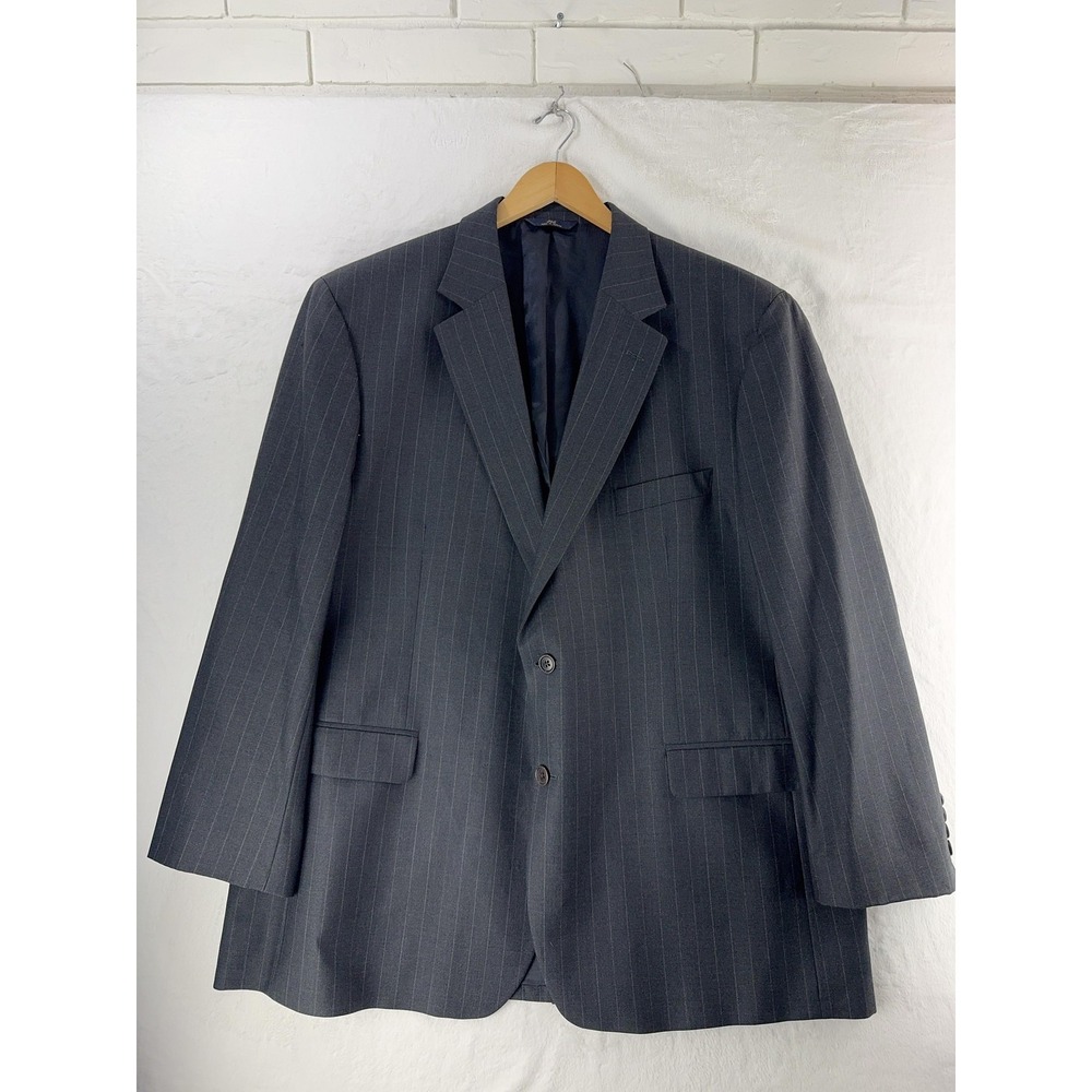 Brooks Brothers 346 Blazer Mens 48R Gray Pinstripe Wool Stretch Jacket 2 Button